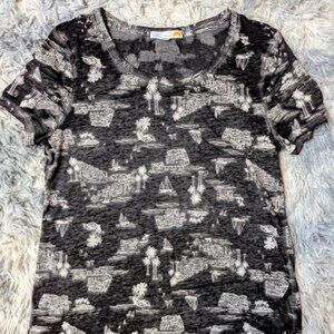 C&C California Burnout Tropical  Scenic Print Cotton Blend Tee  Sz M